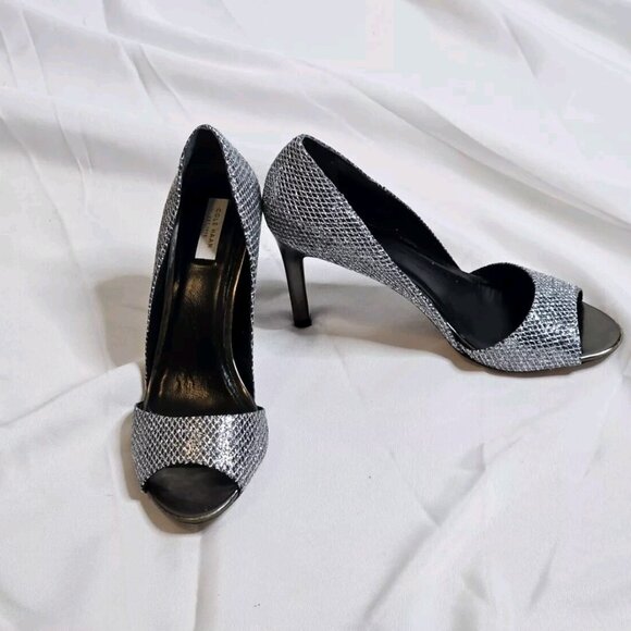 New Cole Haan Antonia Glitter Open Toe Pumps - Picture 4 of 13
